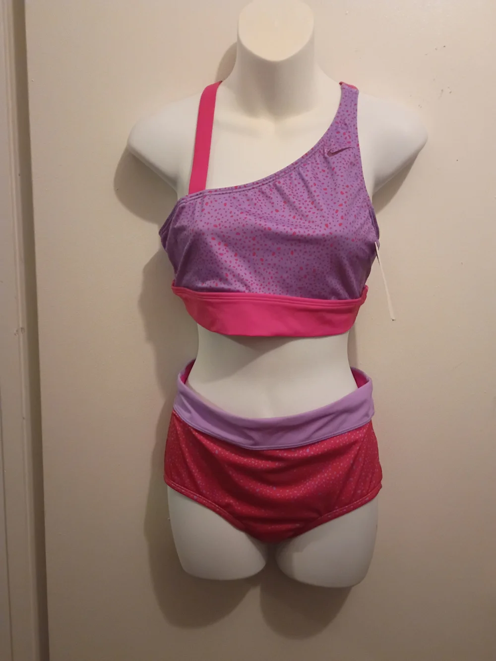 Nike Pink & Lavender One-Shoulder Athletic Bikini